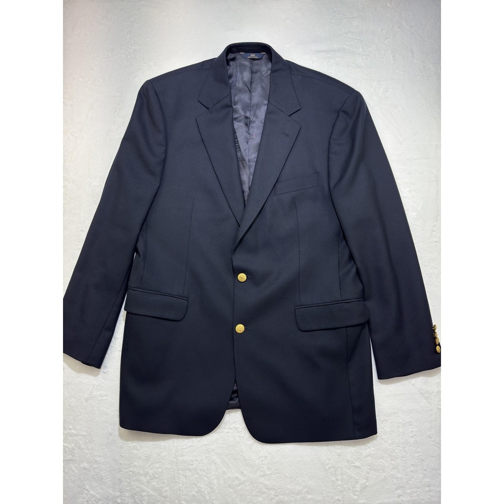 Vintage Brooks Brothers Blazer Mens 43 Blue Wool Cashmere Gold Buttons 346 2000s